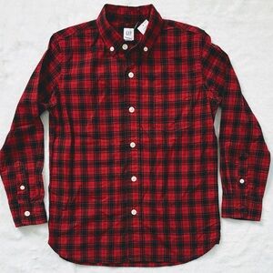 GAP Kids Red and Black Checkered Poplin Shirt